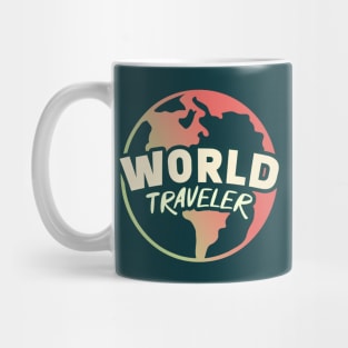 World Traveler || Minimalist Planet Earth || Colorful World Map Mug